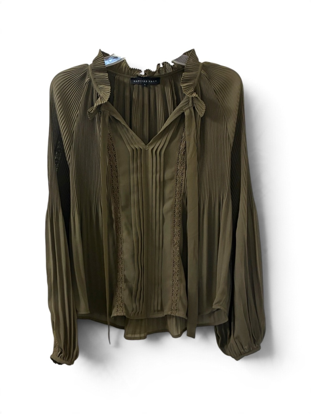Endless Rose Chiffon Pleated Ruffle Blouse Women's Size Small
